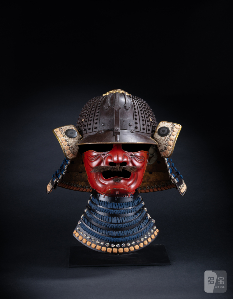 A helmet with raised rivets (hoshi-bachi) and a face mask (mempo), signed Myochin no ki Munetomo, Japan, Edo period, 18th century